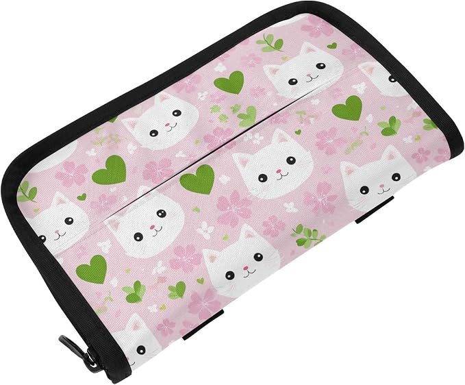Car Tissue Holder Car Napkin Holder Car Tissue Box Dispenser Storage Case Sun Visor Mask Holder with Adjustable Straps Reusable Refillable Pink Cute Sakura Cat Faces Hearts by Unknown
