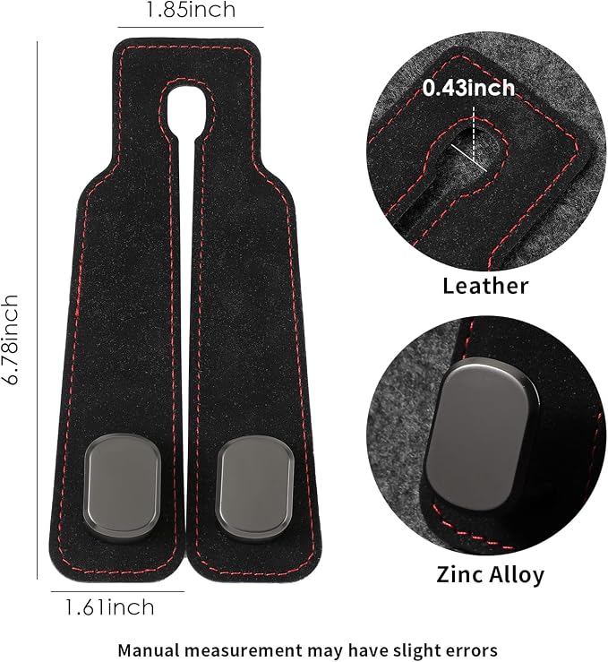 KINIVA Car Seat Headrest Storage Hooks, Set of 2, Suede PU Leather, Double Hooks (Black-4 Pack) - Image 3