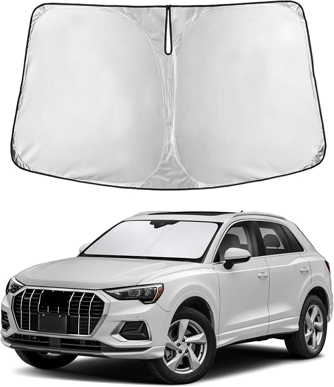 Autovir Windshield Sun Shade Fit for 2019-2024 2025 2026 Audi Q3 | Sunshade, Front Car Window Shades Sun Visor, Blocks UV Rays & Heat, Car Accessories by Autovir