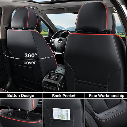 Coverado Car Seat Covers, Seat Covers for Cars, Waterproof Leather Auto Seat Protectors, Leather Car Seat Cushion, Car Interiors Accessories Universal Fit for Most Cars - Image 2