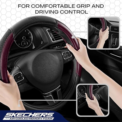 Skechers Air-Cooled Steering Wheel Cover,Leather Car Steering Wheel Cover Universal Fit 14" 1/2-15" Car Wheel Protector for Men Women Fit Suvs,Vans,Sedans,Car,Trucks,Brown - Image 5