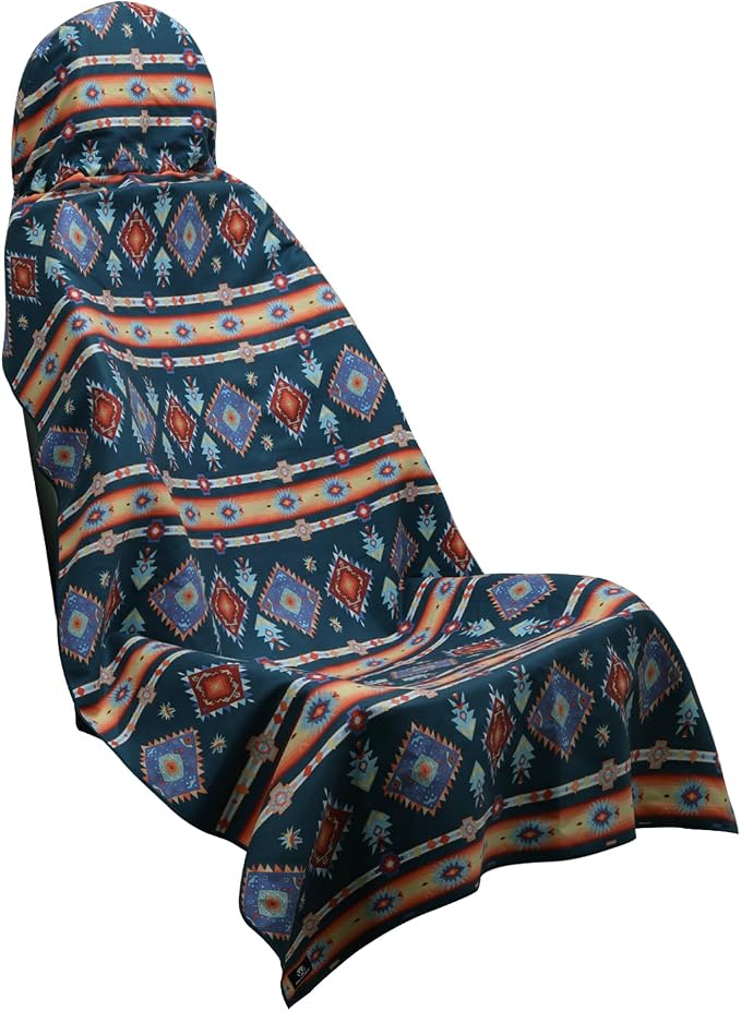 Car Seat Towel Cover, Full-Sized, Sweat Absorbing Towel for Gym - Aztec | Washable quick-dry towel cover protects front seats from sweat and water after gym, workout, running, beach and swimming by WILDOMS