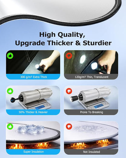 Weektic Custom Windshield Sun Shade Umbrella for Honda Civic Sedan & Hatchback 2012-2021, Double Thickened Ice Crystal Coating Sun & Heat Protection, Keep Vehicle Cool & Protect Interior - Image 6