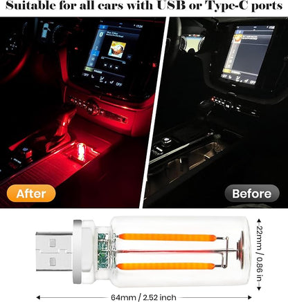 KENANEK 2PCS USB Retro Car Lamp, Touch-Control Portable LED Car Ambient Light, USB Powered Night Lights, Suitable for Bedroom, Camping, Holiday Decorations. (Red Light) - Image 3