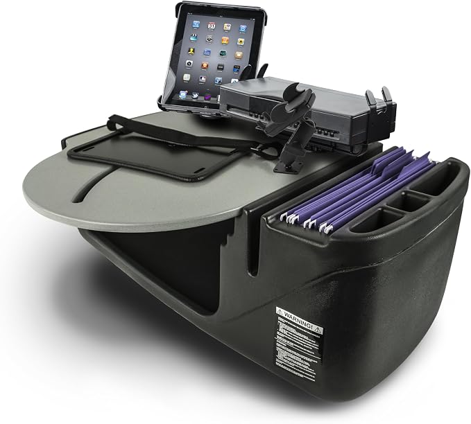 AutoExec AE-RMCD-PM-TAB-PS-GT Roadmaster Car Desk for Your Vehicle Workstation and Mobile Office, with Phone Mount, Tablet Mount and Printer Stand | Vehicle Workstation, Mobile Office, Phone Mount, Tablet Mount, Printer Stand by AutoExec
