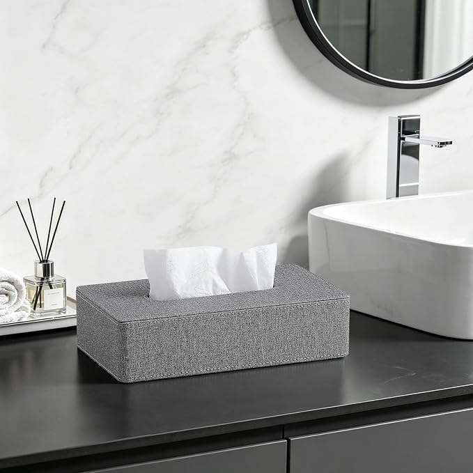 Rectangle Tissue Box Cover with Magnetic Closure, Inner Height 2.2" | 2 Different Sizes, PU Leather Tissue Box Cover, Decorative Rectangular Tissue Holder for Bathroom Nightstand Car Office - Image 6