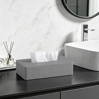 Rectangle Tissue Box Cover with Magnetic Closure, Inner Height 2.2" | 2 Different Sizes, PU Leather Tissue Box Cover, Decorative Rectangular Tissue Holder for Bathroom Nightstand Car Office - Image 6