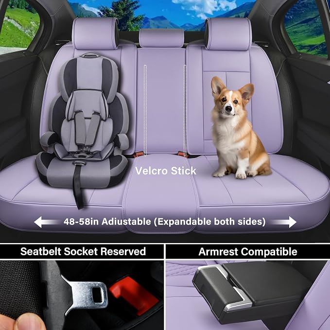 Coverado Car Seat Covers, Seat Covers for Cars, Waterproof Leather Auto Seat Protectors, Leather Car Seat Cushion, Car Interiors Accessories Universal Fit for Most Cars - Image 3