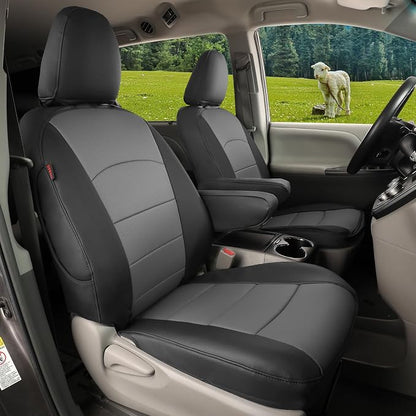 coverdream Odyssey Car Seat Covers Custom Fit for 2004-2010 Honda Odyssey,2nd-Row Captains Seats,Fully Covered Waterproof Leather Seat Protector (Full Set,Black/Gray) by Coverdream