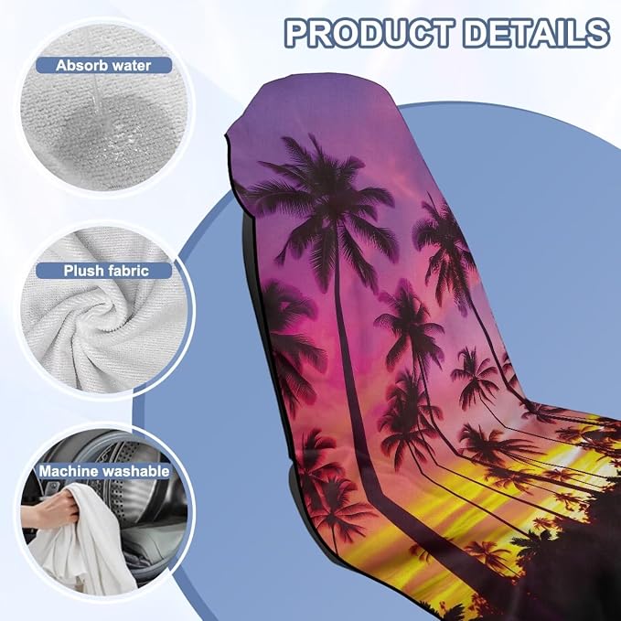 Horeset Sunset Palm Tree Silhouette Car Seat Towel Cover – Soft & Breathable Seat Protector, Multi-Use for Beach Outdoor Activities, Universal Fit for SUV Truck Sedan Van - Image 8