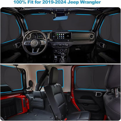 XCBYT 2019-2024 Jeep Wrangler Window Shades, 8-Pack Blackout Privacy | 6-Layer blocks heat for lunch breaks & camping. keep privacy & car cool, Tuck into frames to prevent falling when doors open - Image 3