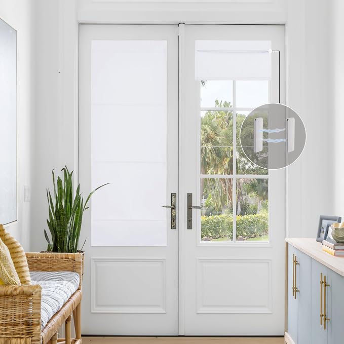 NICETOWN White Magnetic Blackout Door Blinds, No Drill No Tools Door Shade | Thermal Insulated Door Window Cover for French Door, Roman Curtains for Light Conrol, 24" W x 72" L, 1 Panel - Image 6