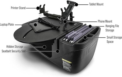 AutoExec AE-RMCD-PM-TAB-PS-BT Roadmaster Car Desk for Your Vehicle Workstation and Mobile Office, Black with Phone Mount, Tablet Mount and Printer Stand | Phone Mount, Tablet Mount, Printer Stand, Vehicle Workstation and Mobile Office - Image 3