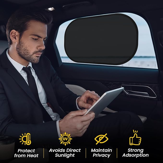 Car Window Shades, Static Cling Sun Shade, UV Protection, 4 Pack 20x12 | Static Cling Installation, UV Protection, Breathable Mesh Design, Fits Most Car, Easy to Install & Remove, Safe for Babies - Image 6