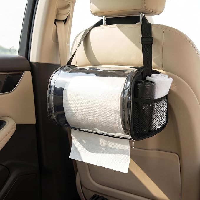 Hanging Portable Paper Towel Holder: Water-Repellent Toilet Paper Holder | Enclosed Cat Proof No-Drill Wall Mount Tissue Dispenser for RV, Car, Camping, Travel, Overlanding Bathroom & Outdoor Use by DorceDwell