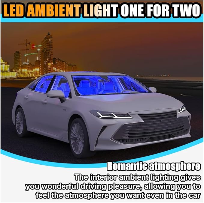 smilfuy Car LED Strip Light, USB Port Car Interior Decorative Lamp | 12V Under Dash Ambient Night Light, 24 LEDs RGB Neon Interior Atmosphere Lights, LED Ambient Lights for Car SUV, Blue - Image 3