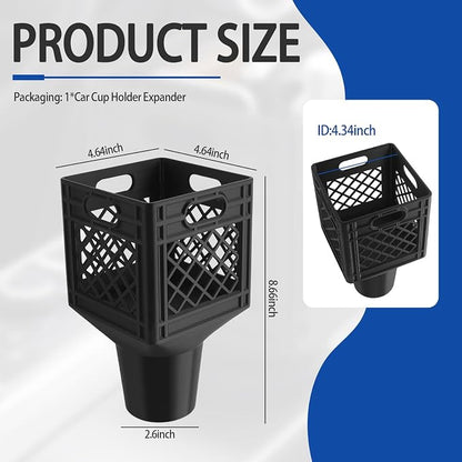 Car Cup Holder Expander for Half-Gallon Juice & Milk,Classic Milk Crate Cup Holder Adapter with Lattice Frame,Anti-Spill Square Cups Holders Insert for Car SUV Truck Interior - Image 2