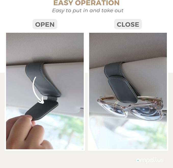 Magnetic Leather Car Sunglass Holder, Visor Sunglasses Holder Clip, 1 Pack | Suitable for Different Size Eyeglasses, Easy Opreation, Car Organziation Accessories - Image 5