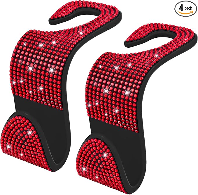 Car Seat Headrest Hook, Automotive Seat Back Organizers, 2PCS | Bling Rhinestone Headrest Hooks with Universal Design, Car Interior Accessories for Holding Handbags Clothes Purses Bottles by Unknown