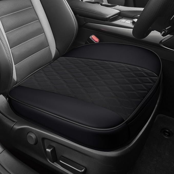 Leather Front Car Seat Cover, Anti-Slip Car Seat Bottom Covers, Full Wrapped Bottom Seat Protectors with Storage Pocket, Universal Comfortable Seat Cushion Fit Vehicles SUVs Trucks (Black) by Unknown