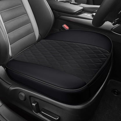 Leather Front Car Seat Cover, Anti-Slip Car Seat Bottom Covers, Full Wrapped Bottom Seat Protectors with Storage Pocket, Universal Comfortable Seat Cushion Fit Vehicles SUVs Trucks (Black) by Unknown