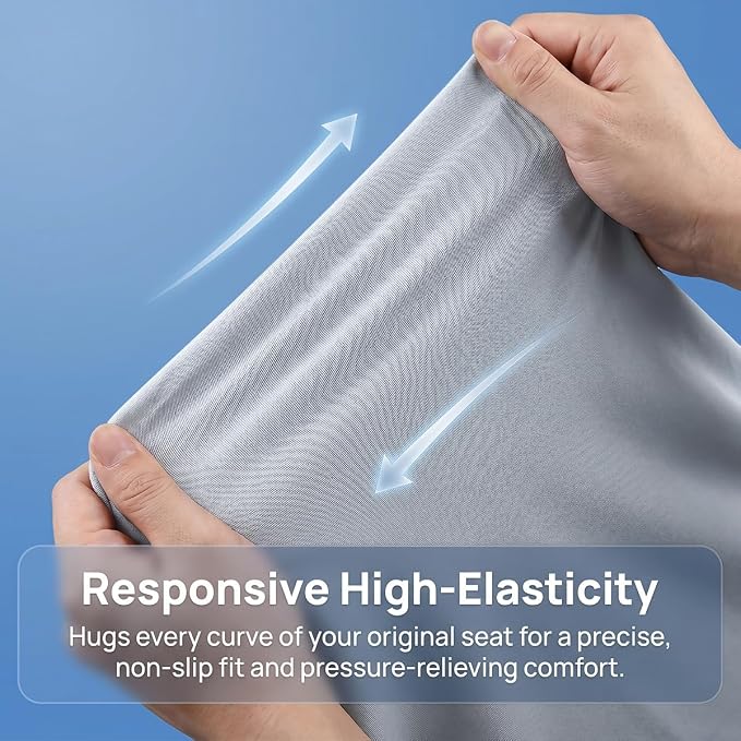 Car Seat Cover, Elastic Waterproof Dustproof Vehicle Front Seat Protector, Scratch Proof Automotive Interior Front Chair Cover Accessories, Universal Fit (Silver Gray) - Image 6