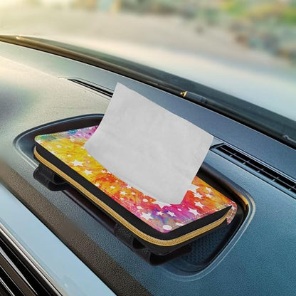 Biyejit Car Tissue Holder, Tie Dye Stars Premium Sun Visor Napkin Case, Hanging Car Accessories Used to Organize Paper Towels and Storage Small Items - Image 5