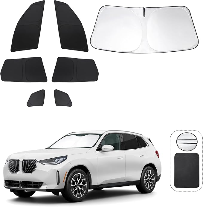 Windshield Sun Shade Car Windshield Foldable Full Windows Coverage Custom Fit for BMW X3 2025 2026 Accessories Car Window Shades Block Sun UV Rays 7PCS - Image 7