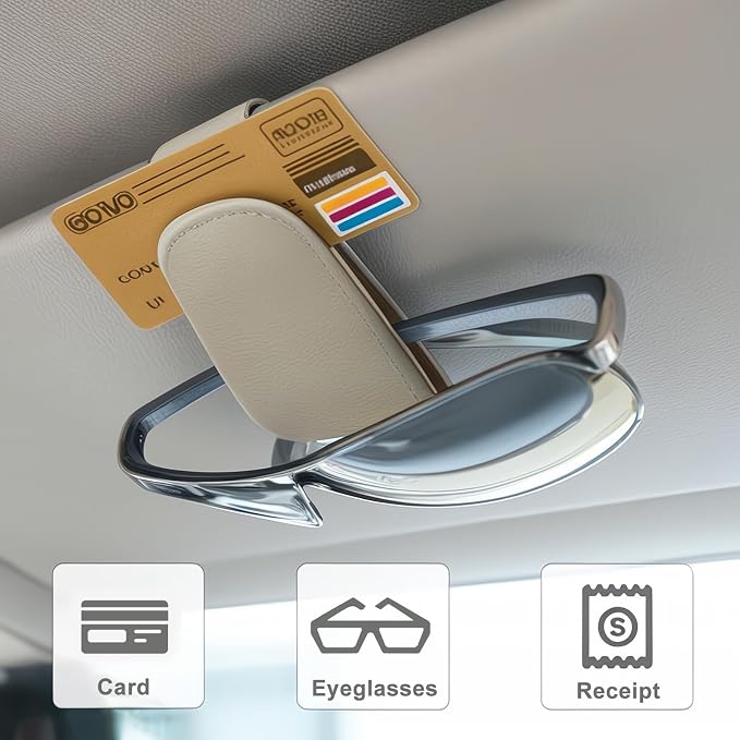 EldHus Car Sunglass Holder for Visor, Magnetic Car Eyeglass Holder Clip, Universal Vehicle Sunglasses Eyeglasses Mount, 1 Pack Beige - Image 5