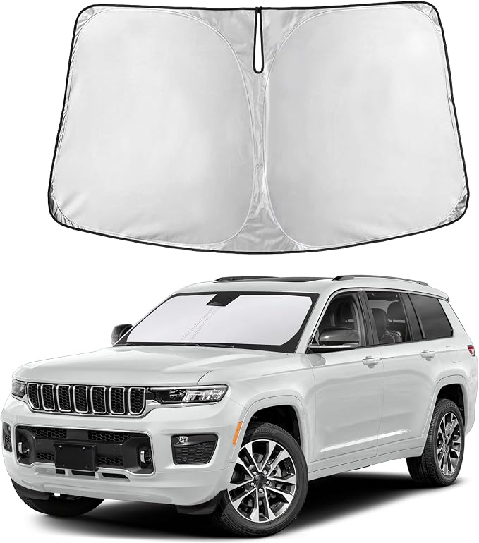 Autovir Windshield Sun Shade Fit for 2011-2025 2026 Jeep Grand Cherokee L | Sunshade, Front Car Window Shades Sun Visor, Blocks UV Rays & Heat, Car Accessories by Autovir