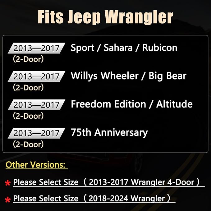 GIANT PANDA Wrangler JK Seat Covers Custom Fit for Jeep Wrangler,Premium Waterproof Faux Leather, 2013 2014 2015 2016 2017 JK 2 Door Full Set (Black) - Image 3