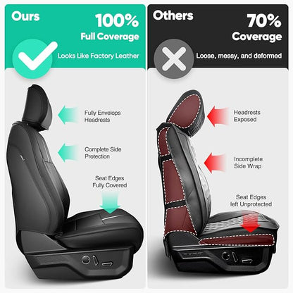 for Ford F150 Seat Covers 2015-2023 2024 2025 2026 (Only Front Seat Covers), Leather Pickup Truck Seat Covers Custom Fit for F-150 XL XLT (Not for Regular Cab) Waterproof Car Accessories Black - Image 3