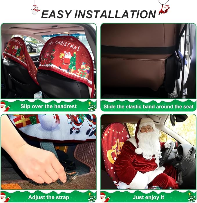 Waterproof Sweating Car Seat Cover for Post Gym Workout, Running, Swimming, Beach and Hiking, Universal Fit Non-Slip Bucket Seat Protector for Cars SUV Trucks, Machine Washable (1pcs-Xmas) - Image 6