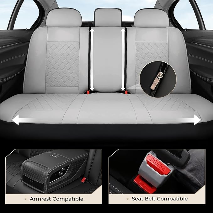 Coverado Car Seat Covers Full Set, Automotive Leather Seat Covers for Car，Universal Fit Front Back Seat Cover, Non-Slip Waterproof Breathable Car Seat Protector - Image 6