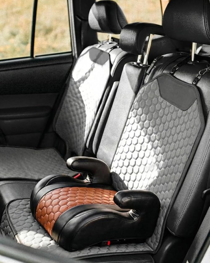 Set Seat Back Organizer & Car Seat Protector Hexy Waterproof & Non-Slip Protector for Child Car Cushion for Leather and Fabric Seats (Gray) by OwleysCarAccessories