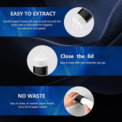 Car Tissues Cylinder, Cup Holder Car Tissue Box, Detachable Easy Cleaning Tissue Holder with 1 Pack Tissues, Black - Image 4