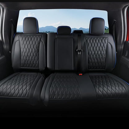 Coverado Leather Rear Seat Covers Fit for Ford F150 F250 F350 F450, Waterproof Ford Truck Rear Seat Covers Fit for 2015-2026 F150 & 2017-2026 F250 F350 F450 (Blueline) by COVERADOAUTO