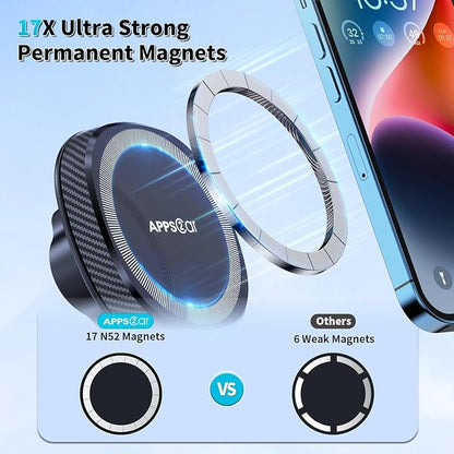 APPS2Car for MagSafe Car Phone Mount for iPhone, Magnetic Windshield Dashboard Holder with Telescopic Arm and Strong Suction Cup, Compatible with iPhone 17/16/15/14/13/12 MagSafe Cases - Image 3