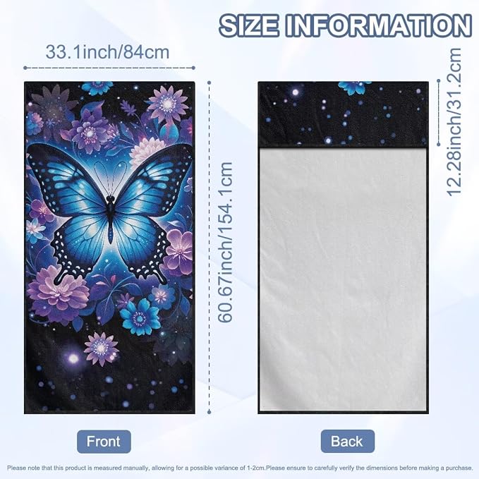 Blue Butterfly Flower Towel Seat Covers for Cars Front Seat Only Sweat Auto Interior Seat Protector Butterfly Print Car Seat Cover Towel for Yoga Mat Universal Automotive Seat Cushion Pads - Image 7