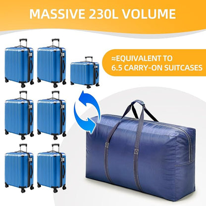 Extra Large travel duffel bag with Strong Handles, 230L Waterproof duffel bag, Durable Zippers, Extra Large Storage Totes for Space Saving and Moving Supplies, Blue - Image 7