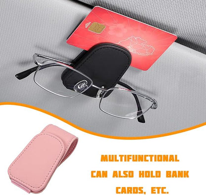 Sunglasses Holder for Car Visor, Microfiber Leather Magnetic Sun Visor Eyeglasses Hanger & Ticket Card Clip, Multi-Function Automotive Interior Glasses Mount, Universal Fit (Pink) - Image 6