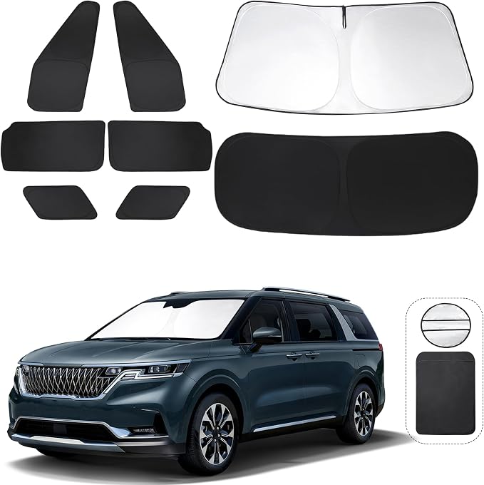 TINGLU Window Shades for Kia Carnival 2022-2026 8PCS Accessories Car Side Full Windows Rear Triangular Windshield Sun Shade Sun UV Rays & Privacy Protection for Camping,Napping,and Relaxing by TINGLU