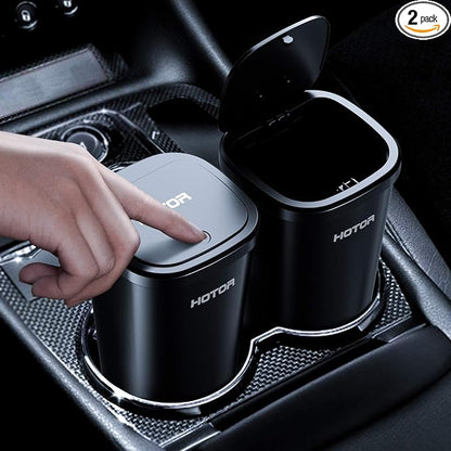 HOTOR Car Trash Can with Lid, 30 Trash Bags, Black, 2-Pack | Multipurpose Car Trash Cup and Garbage Can for Car, Office & Home, Suitable for Various Daily Storage and Disposal Needs by HOTOR