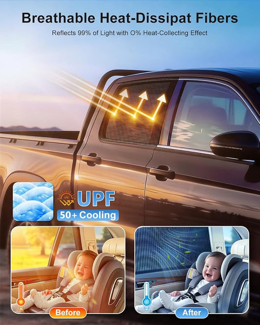Car Window Shades(2 Pack)-Side Window Sun Shades, UV Protection Breathable Spandex Baby Window Covers, Universal Fit Most of Cars, Protect Privacy for Family-(31.5" x47.2), Black - Image 2