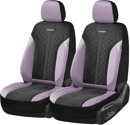 Coverado Seat Covers for Car Fullset, Leather Car Seat Covers 5 Seats, Breathable Purple Driver Seat Protectors, Luxury Automotive Covers, Universal Fit for SUV, Truck, Sedan - Image 6