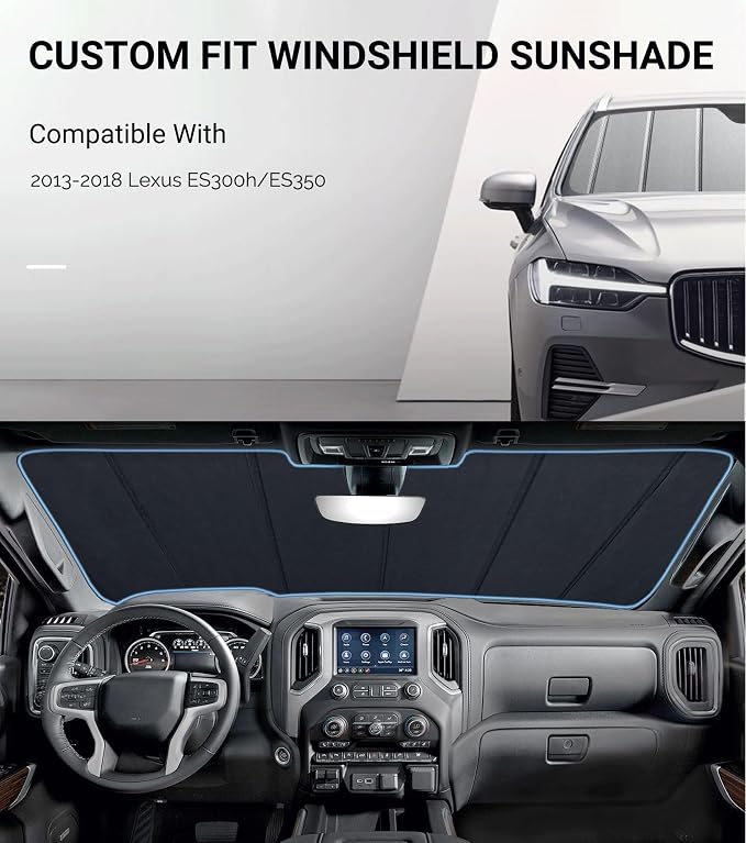 Pigenius Windshield Sunshade for Lexus ES300h/ES350 2013-2018 Front Window Sun Shade - Safeguard - Image 2