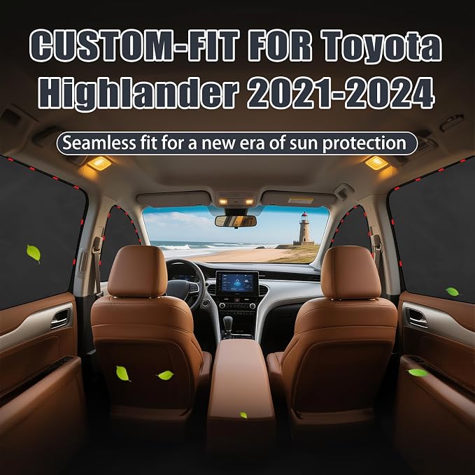 ZATOOTO Car Window Shades for Toyota Highlander 2021-2024，100% Privacy | 4 Pcs Car Window Covers,Effective Sun Blocking,Metal Frame Fit,Great for Camping,Full Privacy Protection. - Image 7