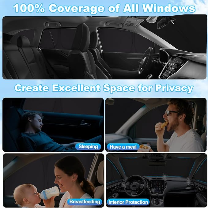 XCBYT 2021-2024 Outback Window Shades, Blackout Sun Insulated 8PCS | 6-Layer blocks heat for lunch breaks, camping. keep full privacy/car cool, Tuck into frames to prevent falling when door open - Image 5