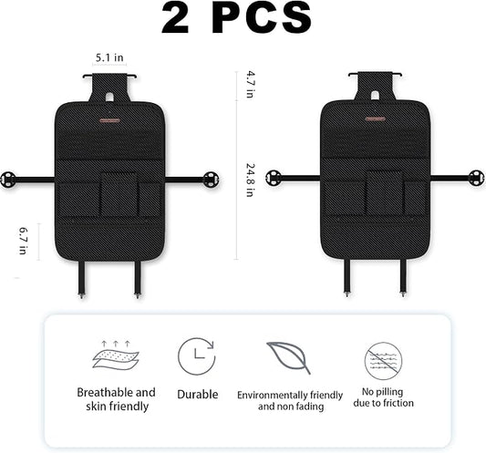 XDV Car Seat Organizers,Multi-functional Back Seat Protectors, Storage Pouches, and Tray Holders (for Cars, Kids, Seat Back and Rear Seats) (Carbon Fiber, 2 Pcs) - Image 2