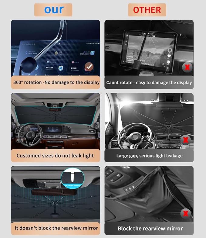 Custom-Fit for Infiniti Windshield Sun Shade Umbrella,Protect Car from Sun Rays,Foldable Car Umbrella Sunshade Cover with 360° Bendable Handle,Designed for Infiniti Accessories (for Infiniti FX) - Image 7